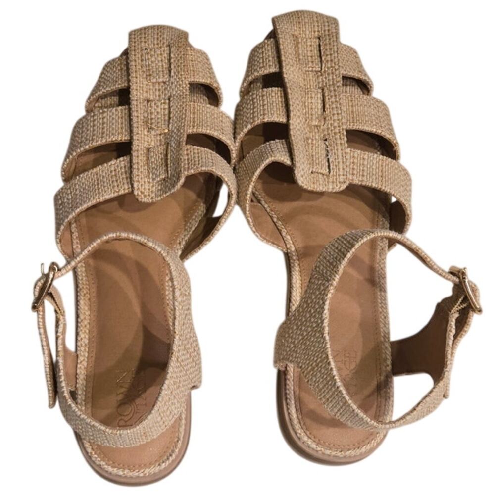 Crown Vintage Tan Raffia Fisherman Sandals Women's 11M